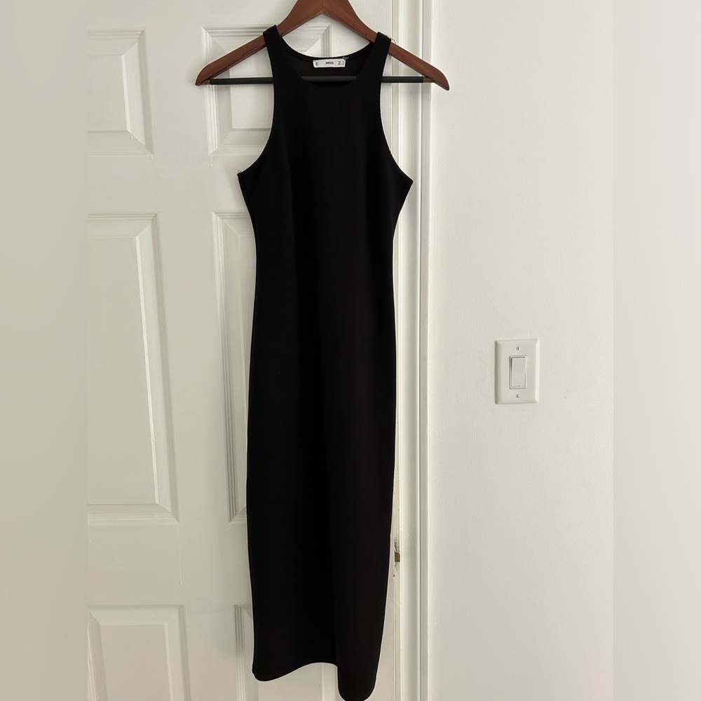 Mango black dress, side slit